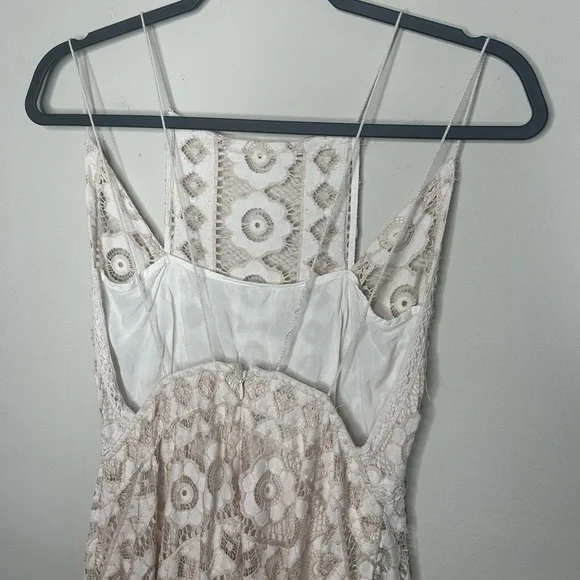 Free People Lace Just Like Honey Ivory Nude Boho Bridal Shower Dress Size 6 - Picture 8 of 15